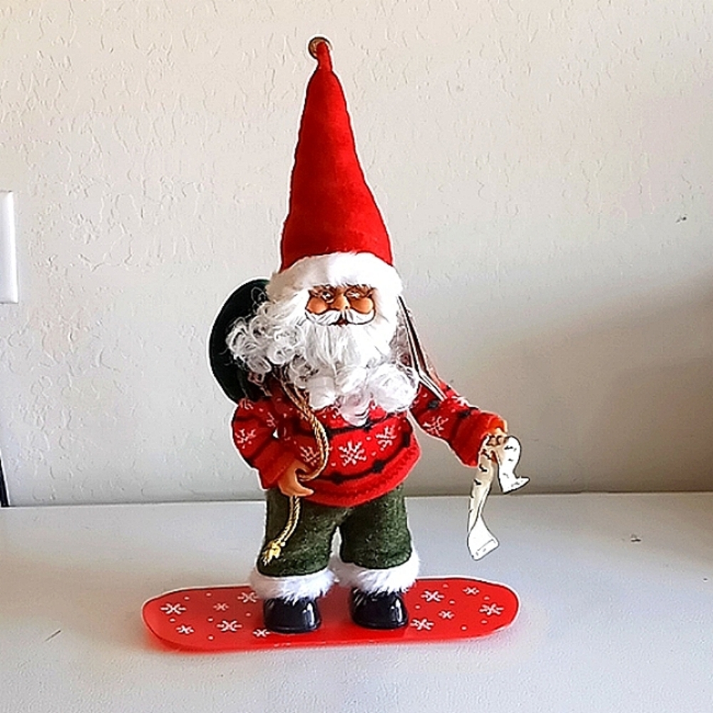 Gemmy Christmas Animated Snowboarding Santa 2010 Rare Sings and Moves